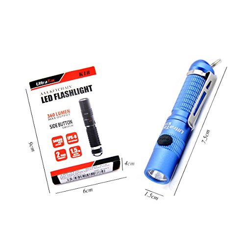 GranVela UltraTac K18 Cree 360 ​​Lumen IPX-8 wasserdichte, bewegliche Mini AAA-Schlüsselanhänger LED-Taschenlampe-Blau - 4