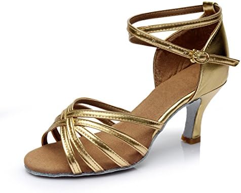 Vesi - Women's Ballroom Latin Dance Shoes Sandals Golden 6.5UK