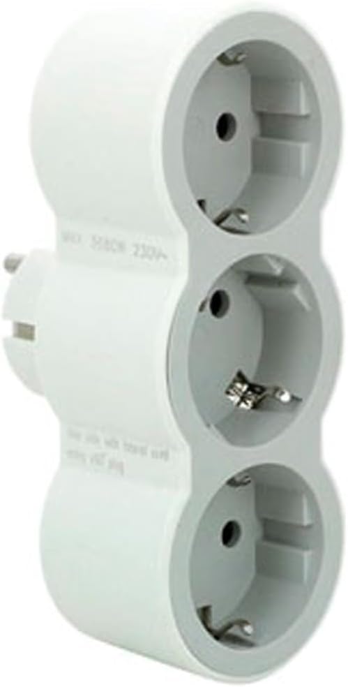 LEGRAND Adaptadores 3 Tomas de Enchufes de Corriente Frontales 2P+T Horizontal, Ladron de enchufes, Color Blanco/Gris Claro 694518