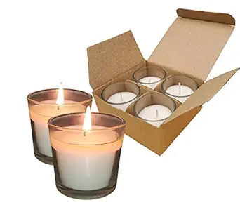 Pure Source India Glass Votive Candles - Set of 12, White Unscented