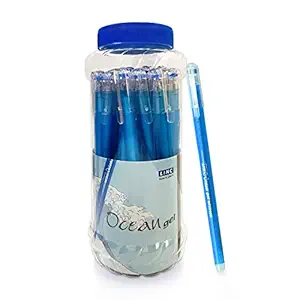 Linc Ocean Lightweight Gel Pen Jar | 0.55mm, Blue Ink Gel Pens | Jar of 25 Units | Blue Gel Pen Set for Office and School Use | Elasto Grip Pens for Smooth Writing with Fast Flowing Ink Technology | Pack of 25