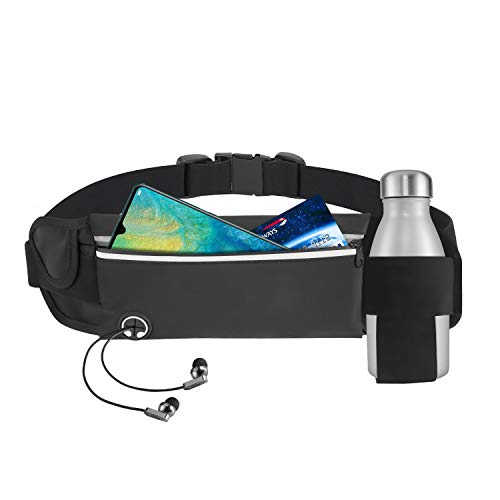 KEAFOLS Marsupio Running, Marsupio Sportivo Cintura da Corsa Cinghia da Corsa Cintura Running Marsupio Impermeabile con Chiusura a Zip Strisce Riflettenti a 360° Regolabile