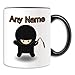 Produktbild Personalisiertes Geschenk – Ninja mit Nunchaku Tasse (Märchen Design Thema, Farbe Optionen) – alle Nachricht/Name auf Ihre einzigartige Tasse – Nunchucks chainsticks, keramik, schwarz
