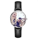 Personalisierte Uhr mit Foto Pu Leder Quarzuhr für Herren/Frauen Liebhaber Geschenk