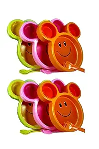 perpetual bliss (pack of 6) fancy lunch plates with spoon/fork/dinner set/return gifts for kids birthday party- Multi color