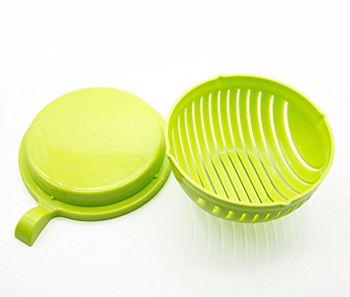 Salatschneider – Ganzen Salat Abwaschen Abtropfen Schneiden Anrichten / Für Gemüse und Obstsalat / Salad Cutter Bowl 3-1 Salatschleuder – Salatschüssel / spülmaschinengeeignet inkl. gratis Schäler von Trendario (grün) - 2