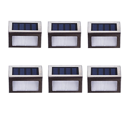 Lightess Led Solarleuchten Treppenlicht Outdoor LED Stufenbeleuchtung 2 LEDs Edelstahl für Stufen Pfade Patio Decks Packung mit 6