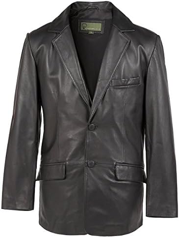 728: Leather Blazer Black, XL, Black