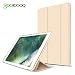 Produktbild GOOJODOQ New iPad 2018/2017 9.7 inch Hülle, Leichtgewicht PU Etui Hülle Eingebautem Magnet mit Ständer Funktion und Einschlaf/Aufwach Silikon Weicher TPU Folio Hülle für New iPad 2018/2017(Gold)