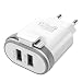 Produktbild Ladegerät USB Netzteil 2,1 A Intelligente Geräteerkennung Ladeadapter mit 2 USB-Anschluss Kabel Ladegerät für Smartphone, HTC, Motorola, LG, Tablet und Weitere Weiß