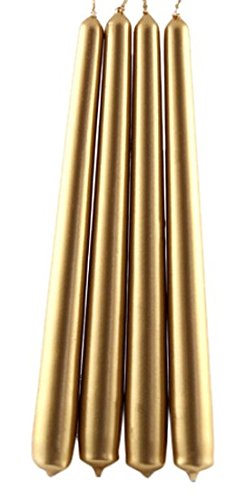 Idena 406233 Spitzenkerzen 4-er / 24 x 2.2 cm Wachs 8.3x24.5x3.2 cm, Gold
