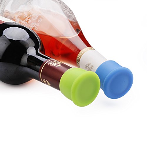 Vicloon Packung mit 5 Silikon Kronkorken, Weinflasche Caps / Bier Sealer Abdeckung, verschiedene Farben Reusable - 5