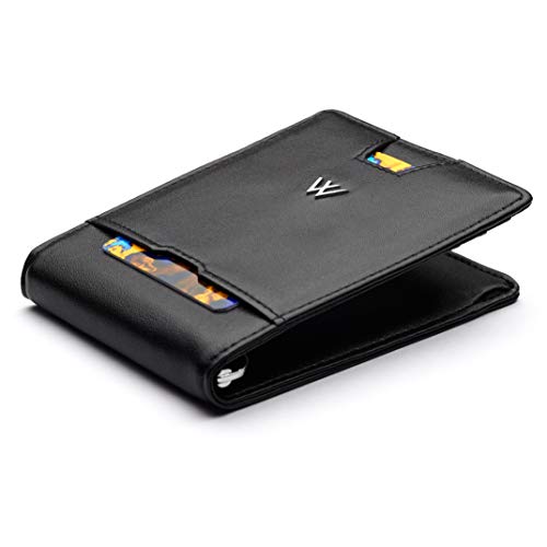 Preisvergleich Produktbild MAKIN Premium Geldbörse mit Geldklammer und Münzfach - RFID Schutz - schlank Männer Portemonnaie in schwarz Smart Wallet Portmonee Geldbeutel Geldclip Münzenbörse Portemonaise - Geschenk für Herren