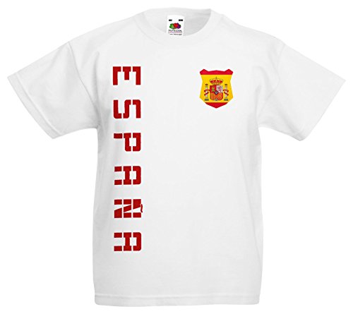 Spanien Espana Kinder EM 2016 T-Shirt Trikot Name Nummer (Weiß, 104)