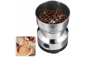 EBILUN Electric Coffee Grinder 220V Grinding Milling Nut Bean Spice Matte Blade Blender Household Stainless Steel (Silver)