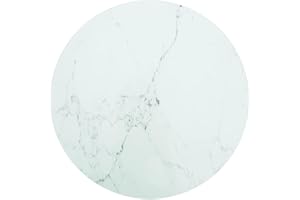 vidaXL Tablero de Mesa Vidrio Templado Diseño Mármol Muebles Mobiliario Repuesto Superficie Comrdor Jardín Patio Terraza Blanco Ø60x0,8 cm