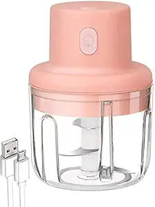 C&G INDIA Electric Mini Garlic Grinder Chopper Vegetable Meat Fruit Crusher Small Food Processor, Pink / Green, 45 Watts