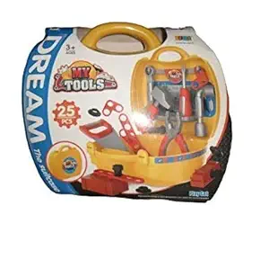 Barodians Happy Craftsman Tool Set , Pretend Play Set Kit with Wheel, Little Engineer Pretend Toolbox Construction Tools, Role Play Engineer Workshop Tool Kit