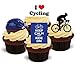Produktbild FAHRRAD FAHREN MISCHUNG - 12 essbare hochwertige stehende Waffeln Kuchen Toppers - CYCLING MIX SET C