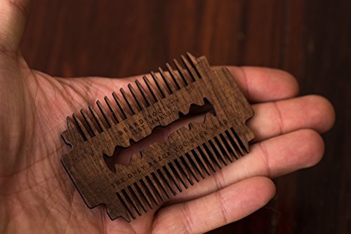 Bartkamm für Unterwegs, Modell Beard Society Razor aus Echtholz, Nussholz, sehr stabil, elegant, edel, Herrenbart, Schnurrbart, Taschenkamm“ - 6