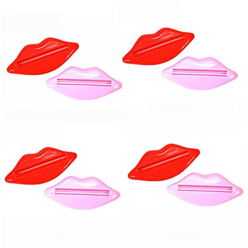 8 Stk Zahnpasta Tube Ausdrücker von GOOTRADES, Tubenquetscher, Lippen, Rot und Rosa