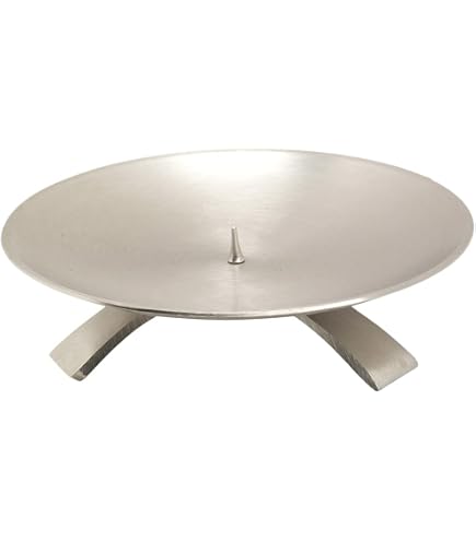 Kerzenteller Aus Messing – 13 cm, Silber Matt Mit Dorn, Für Taufe & Kommunion