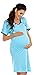 Zeta Ville Nursing Nightdress Robe Labour Hospital Gown MIX & MATCH 393c (Nightdress - Light Blue, UK 8/10, S)