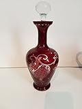 egermann glass vase Karaffe Flasche Egermann Glas antik rubinrot Karaffe Antik böhmisches Glas farbige Likörflasche mit eingeschliffenem Verschluss handgeschliffen Aussendekor antikes Kristallglas mundgeblasen Höhe ca. 28 cm