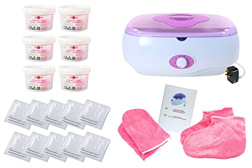 Kit: Paraffin Bath(Wax) XL, Hands, Feet, 6x ROSA MOSQUETA (6 X 500ml = 3000ml) + Heater XL-size, PREMIUM QUALITY, UK Plug Adapter