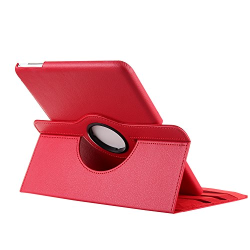 EnGive 360°Drehbares Ledertasche Samsung Galaxy Tab 4 10.1 Hülle (10,1 Zoll) Schutzhülle Case Tasche mit Ständerfunktion Auto Sleep/Wake-Funktion (Samsung Galaxy Tab 4 10.1, Rot) - 4