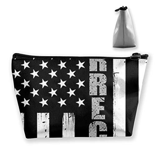 Thin Line Correctional Flag Trapezoidal Storage Bag Double Print Handbag Zipper Package Coin Purse Cosmetic Pouch Wallet Pencil Holder Zipper Travel Makeup Bag