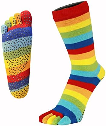 – Yoga&Pilates Anti-Slip Sole Mid-Calf Cotton Toe Socks