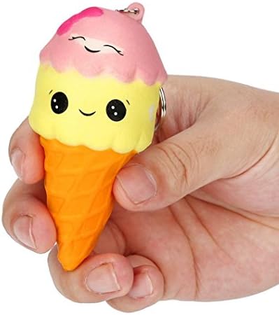 Ba Zha Hei 2018 New Slow Rising Squishies Jumbo Squee Squishy Ice Cream Slow Rising Scented Relieve Stress Toy Gifts Scented Squishy Charm Slow Rising Simulation Kid Toy Key Cell Phone Pendant Strap Gift Environmentally PU Stress Reliever Toys Yellow (Yellow)