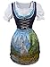Produktbild Di02 Midi Dirndl, 3 teiliges lila Trachtenkleid mit Bluse mit wunderschönem Landschaftsmotiv, Rocklänge 58-59 cm, Gr. 44