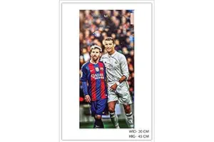 ISEE 360  Lionel Messi and Cristiano Ronaldo Legendary Footballer Inspirational Football Wall and Bed Rooms Doors Sticking Poster for Home Motivational for Boys & Girls (Standard, Multicolor)