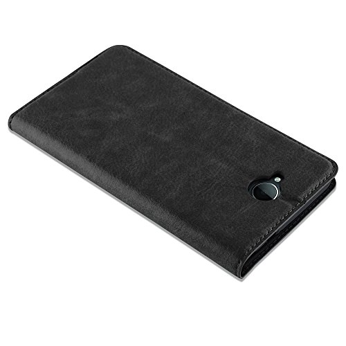 Nokia Lumia 650 Funda Estilo Libro de Cuero Sint  tico en NEGRO ANTRACITA de Cadorabo  Dise  o IM  N INVISIBLE      Cubierta Protectora con Cierre Magn  tico  Tarjetero y Funci  n de Suporte     Protecci  n Carcasa Caja Etui Case Cover