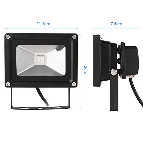 DECKEY 5St. 10W RGB Strahler LED 16 Farben Scheinwerfer Wasserdicht LED-Fluter Außenbeleuchtung IP65 Schwarz Gehäuse mit Fernbedienung Fluter Außen (5 Schwarz Stück) - 2