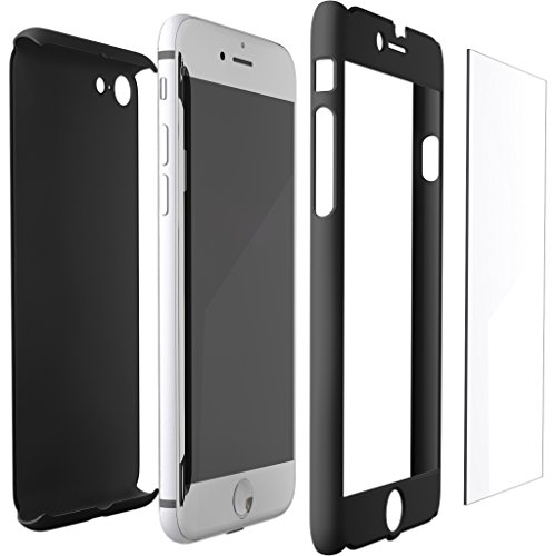 ZENDO iPhone 6s/6 Case ULTRA THIN + 9H Anti-Scratch Tempered Glass | NanoSkin UltraSlim 360Â° Full-Cover Case [iPhone 6s/6 | Black]