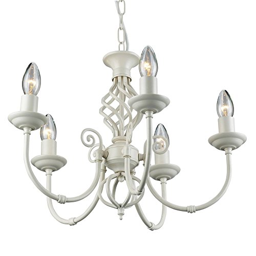 THLC Classic Knot Twist 5 Light Ceiling Pendant Fitting in Cream