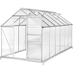 TecTake Serre de jardin avec base alu polycarbonate tente abri plante jardinage - diverses modèles (375x185x195cm avec base | No. 402478)