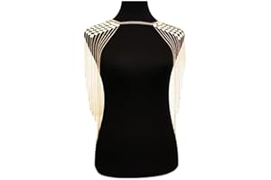 SHTGOI Körper Schulter Kette Mehrschichtige Quasten Schulterkette Körperkette mit Strass Körper-Ketten-Schmucks Körperketten Sexy Bikini Body Chain für Strand Party Rave Gold