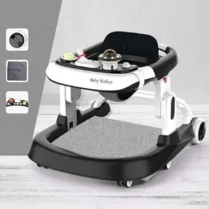 StarAndDaisy Baby Walker/Multifunction/Anti-o Shaped Leg/Anti-Fall/Music Box/Height Adjustment/Baby/Newborn/girl/boy/6-15months *with SEAT Cushion (Black)