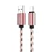 Produktbild PhoneStar USB A Ladekabel auf USB Typ C 3.1 – Nylon Textil Datenkabel - für Google Chromebook Pixel, Nexus 5X, 6P, OnePlus 2, OnePlus 3, HTC 10, MacBook Pro etc. - rosé