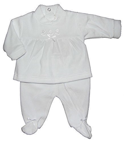Baby Velour Outfit Traditional Style Boys Pink Cream and Blue Newborn 0-3m 3-6m (3-6 months, White)