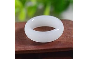 Yellcn Naturel Jade Blanc Anneaux Jade Véritable Pierre Jade Jade Jadee Jade for Hommes Anneaux for Femmes Nickles Femmes Jade Bijoux Ajouter Un Certificat (Ring Size : 6.5)