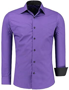Jeel Herren Hemd Langarm Slim Fit / Figurbetont in schwarz, weiß,rot, gelb, blau uvm.