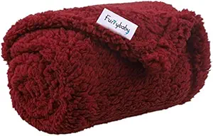 furrybaby Premium Fluffy Fleece Dog Blanket, Soft and Warm Pet Throw for Dogs & Cats (X Large (41x65), Red Blanket)