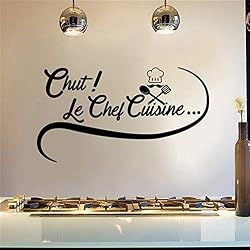 Stickers Muraux Cuisine Chut! Le Chef Cuisine Stickers Cuisine Vinyle Amovible Autocollants Muraux