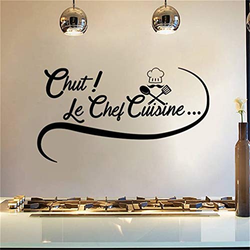 Stickers Muraux Cuisine Chut! Le Chef Cuisine Stickers Cuisine Vinyle Amovible Autocollants Muraux