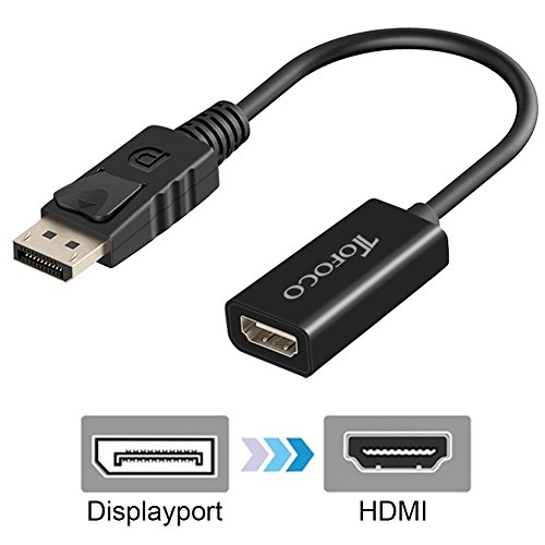 DP auf HDMI Aktive Adapter, TOFOCO DisplayPort Stecker zu HDMI Buchse mit Audio Konverter Full 1080P HDTV Adapter für PC, Laptop, Macbook - Schwarz